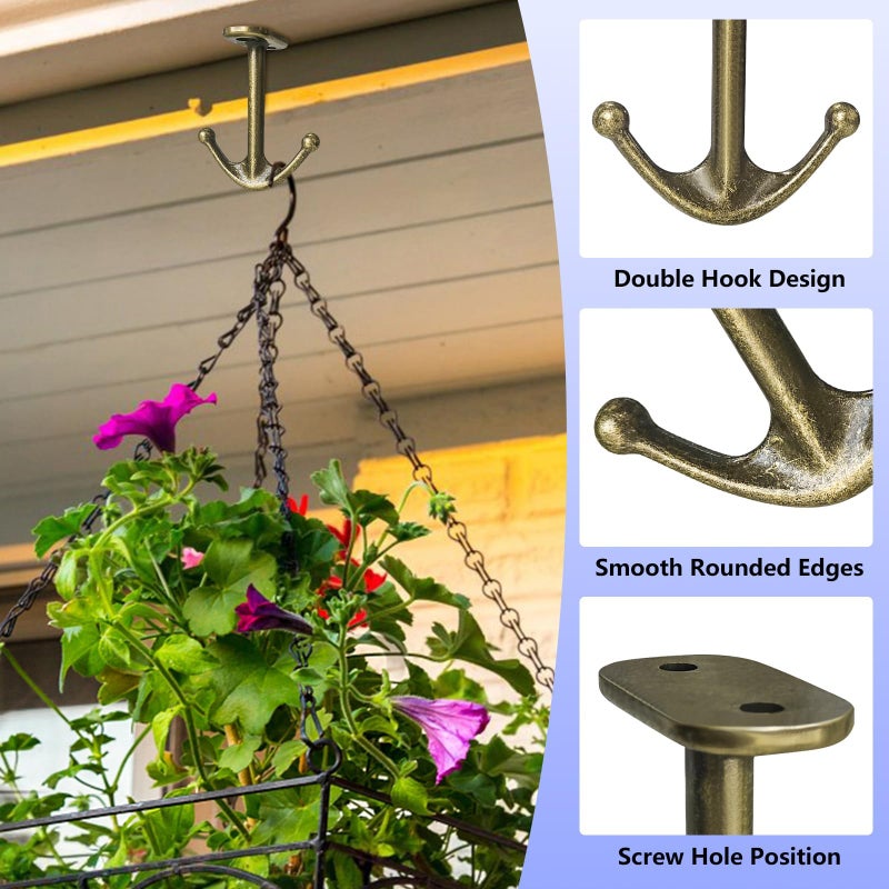DEEKOUDT Ball Two Prong Ceiling Hook for Closet Top Bathroom Kitchen Cabinet Garage Pack of 8 (Bronze) - Image 4
